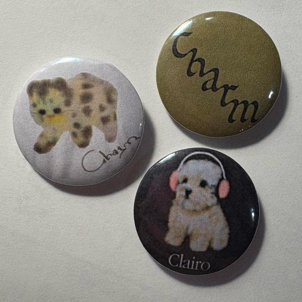 Clairo merch Button Set with Heart and Dog Design 1.25 inches homemade